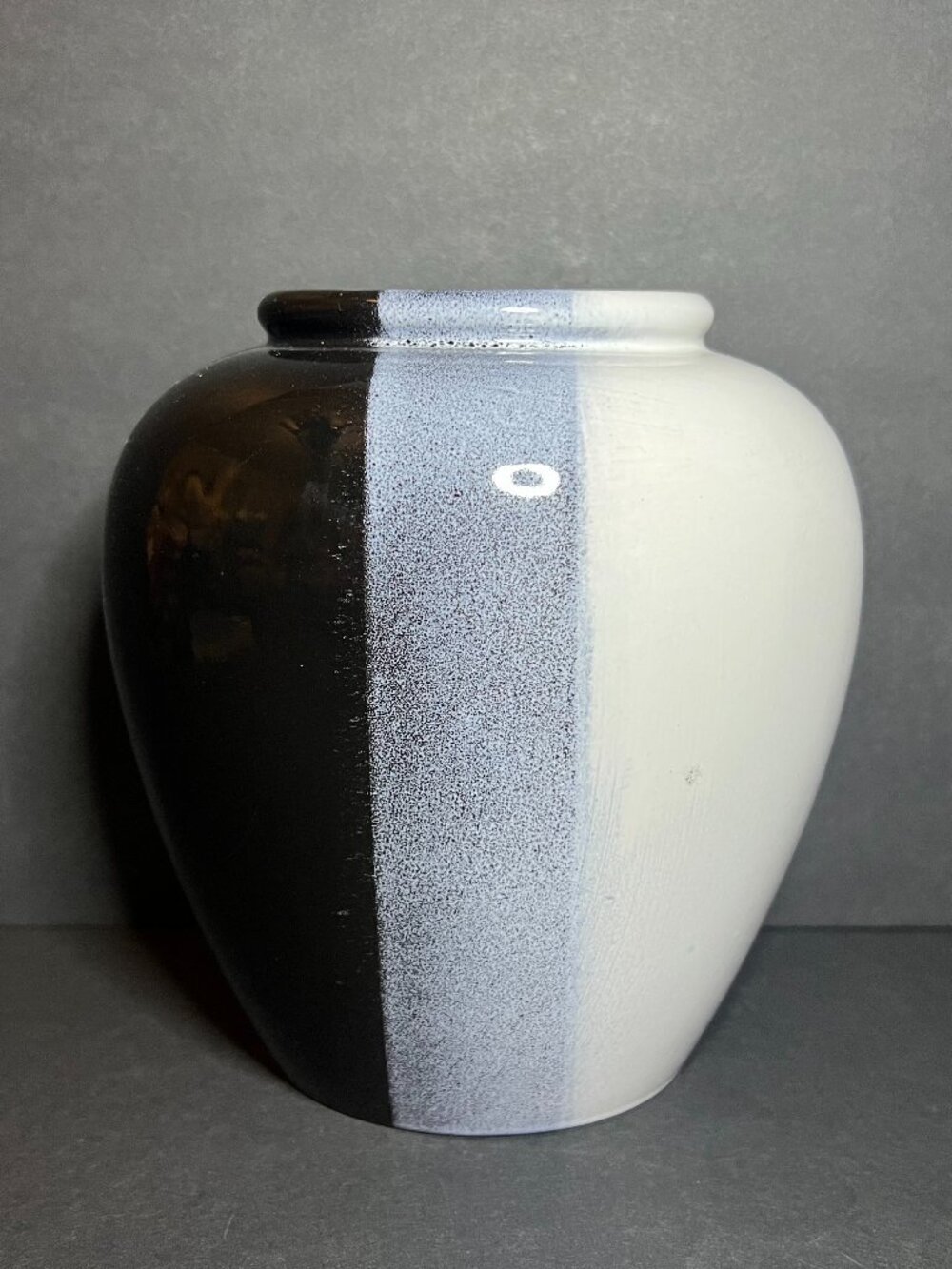 Vintage MCM Scheurich 504-18 West Germany Black, Grey & White Ceramic Vase 7"